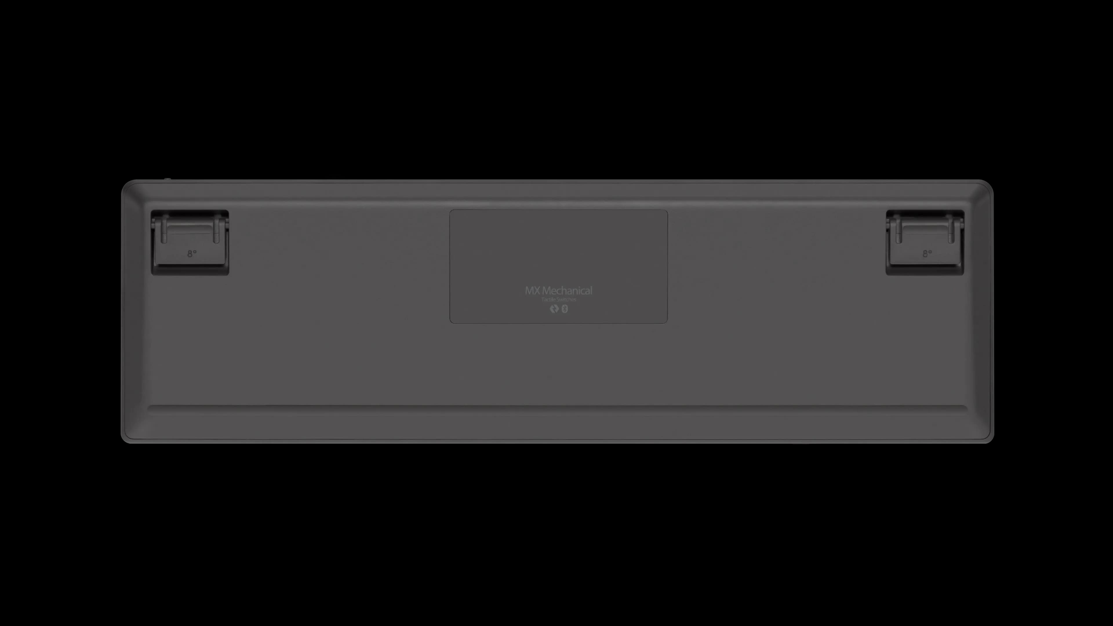 Logitech MX Mechanical full-size wireless keyboard with Tactile Quiet switches in Graphite, seen from above